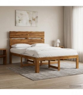 vidaXL Double Bed Frame with Headboard ROSTOCK Natural 120 x 200 cm