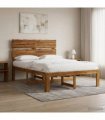 vidaXL Double Bed Frame with Headboard ROSTOCK Natural 120 x 200 cm