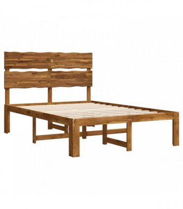 vidaXL Double Bed Frame with Headboard ROSTOCK Natural 120 x 200 cm