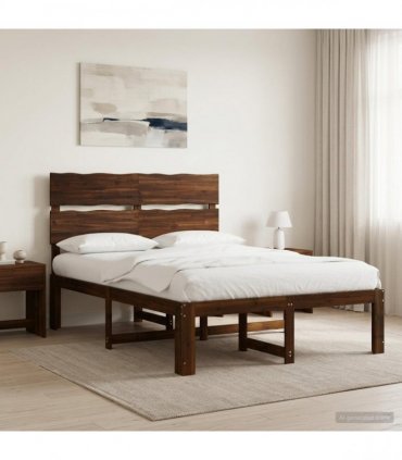 vidaXL Double Bed Frame with Headboard ROSTOCK Dark Brown 140 x 200 cm