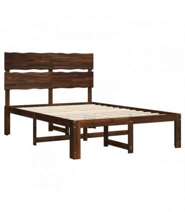 vidaXL Double Bed Frame with Headboard ROSTOCK Dark Brown 140 x 200 cm