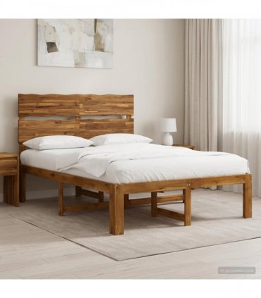 vidaXL Double Bed Frame with Headboard ROSTOCK Natural 140 x 200 cm