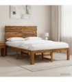 vidaXL Double Bed Frame with Headboard ROSTOCK Natural 140 x 200 cm