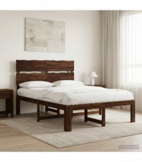 vidaXL Double Bed Frame with Headboard ROSTOCK Dark Brown 150 x 200 cm