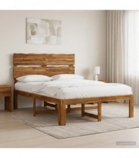 vidaXL Double Bed Frame with Headboard ROSTOCK Natural 150 x 200 cm