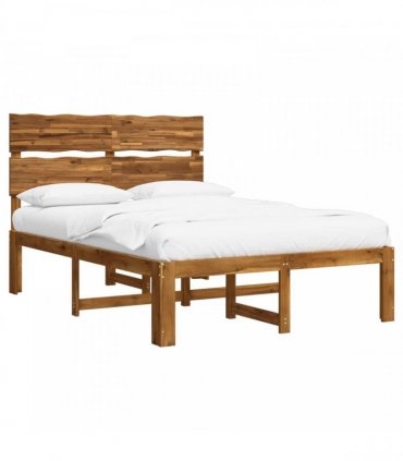 vidaXL Double Bed Frame with Headboard ROSTOCK Natural 150 x 200 cm