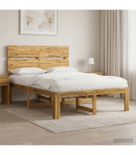 vidaXL Double Bed Frame with Headboard ROSTOCK White 150 x 200 cm