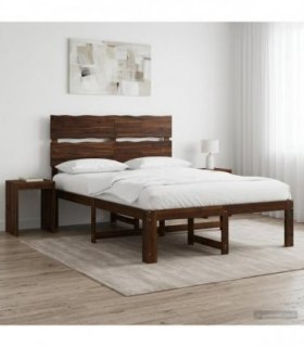 vidaXL Double Bed Frame with Headboard ROSTOCK Dark Brown 160 x 200 cm