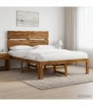 vidaXL Double Bed Frame with Headboard ROSTOCK Natural 160 x 200 cm
