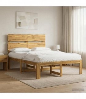 vidaXL Double Bed Frame with Headboard ROSTOCK White 160 x 200 cm