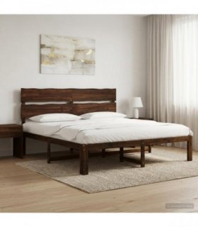 vidaXL Double Bed Frame with Headboard ROSTOCK Dark Brown 180 x 200 cm