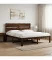 vidaXL Double Bed Frame with Headboard ROSTOCK Dark Brown 180 x 200 cm