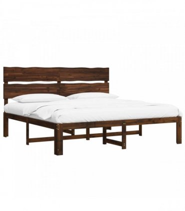 vidaXL Double Bed Frame with Headboard ROSTOCK Dark Brown 180 x 200 cm