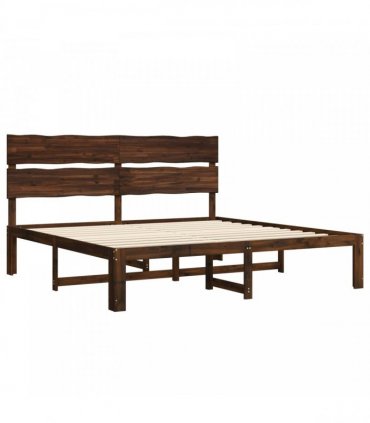 vidaXL Double Bed Frame with Headboard ROSTOCK Dark Brown 180 x 200 cm
