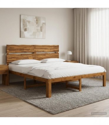 vidaXL Double Bed Frame with Headboard ROSTOCK Natural 180 x 200 cm