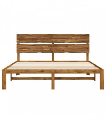 vidaXL Double Bed Frame with Headboard ROSTOCK Natural 180 x 200 cm