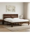 vidaXL Double Bed Frame with Headboard ROSTOCK Dark Brown 200 x 200 cm