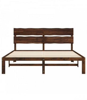 vidaXL Double Bed Frame with Headboard ROSTOCK Dark Brown 200 x 200 cm