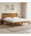 vidaXL Double Bed Frame with Headboard ROSTOCK Natural 200 x 200 cm