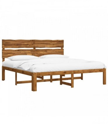 vidaXL Double Bed Frame with Headboard ROSTOCK Natural 200 x 200 cm