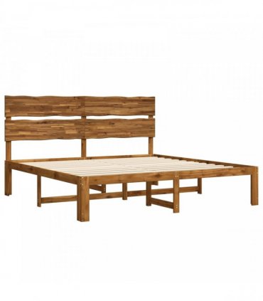 vidaXL Double Bed Frame with Headboard ROSTOCK Natural 200 x 200 cm