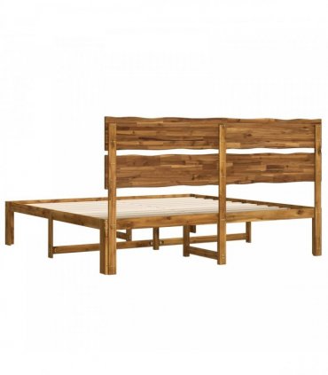 vidaXL Double Bed Frame with Headboard ROSTOCK Natural 200 x 200 cm