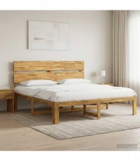 vidaXL Double Bed Frame with Headboard ROSTOCK White 200 x 200 cm