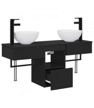 vidaXL Bathroom Cabinet Set 3 pcs Black 115 x 35 x 80 cm