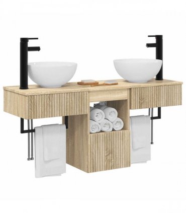 vidaXL Bathroom Cabinet Set 3 pcs Sonoma Oak 115 x 35 x 80 cm