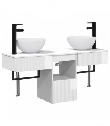 vidaXL Bathroom Cabinet Set 3 pcs High Gloss White 115 x 35 x 80 cm