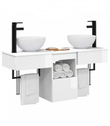 vidaXL Bathroom Cabinet Set 3 pcs High Gloss White 115 x 35 x 80 cm
