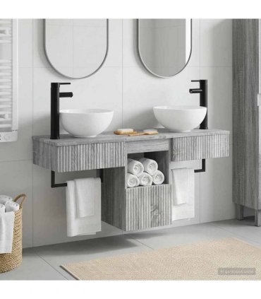 vidaXL Bathroom Cabinet Set 3 pcs Grey Sonoma 115 x 35 x 80 cm