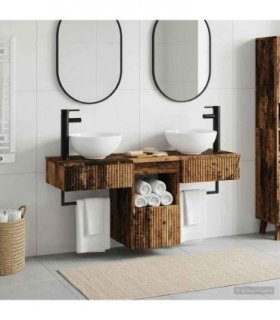 vidaXL Bathroom Cabinet Set 3 pcs Old Wood 115 x 35 x 80 cm