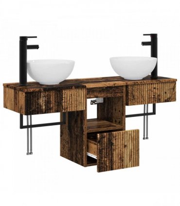vidaXL Bathroom Cabinet Set 3 pcs Old Wood 115 x 35 x 80 cm