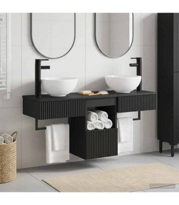 vidaXL Bathroom Cabinet Set 3 pcs Black 40 x 41 x 56 cm