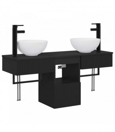 vidaXL Bathroom Cabinet Set 3 pcs Black 40 x 41 x 56 cm