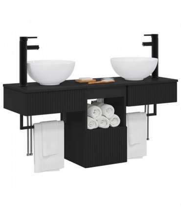vidaXL Bathroom Cabinet Set 3 pcs Black 40 x 41 x 56 cm