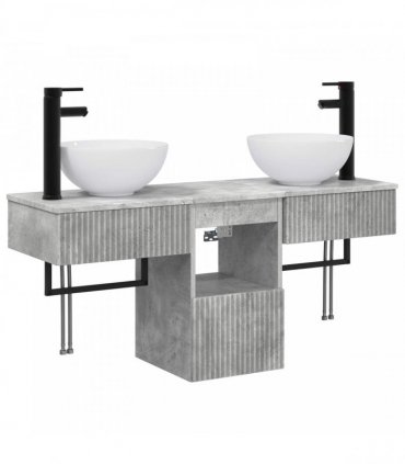 vidaXL Bathroom Cabinet Set 3 pcs Concrete Grey 40 x 41 x 56 cm