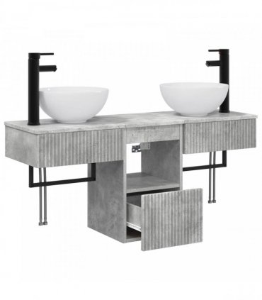 vidaXL Bathroom Cabinet Set 3 pcs Concrete Grey 40 x 41 x 56 cm