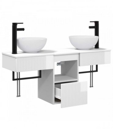 vidaXL Bathroom Cabinet Set 3 pcs High Gloss White 40 x 41 x 56 cm