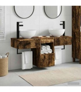 vidaXL Bathroom Cabinet Set 3 pcs Smoked Oak 40 x 41 x 56 cm