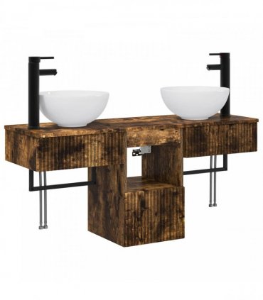 vidaXL Bathroom Cabinet Set 3 pcs Smoked Oak 40 x 41 x 56 cm