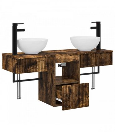 vidaXL Bathroom Cabinet Set 3 pcs Smoked Oak 40 x 41 x 56 cm