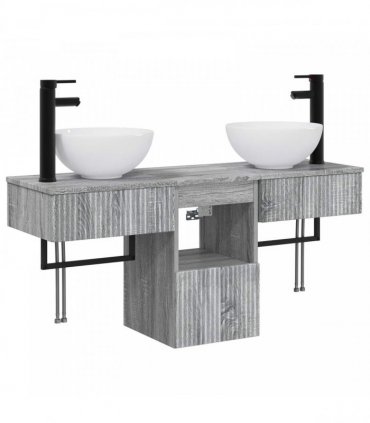 vidaXL Bathroom Cabinet Set 3 pcs Grey Sonoma 40 x 41 x 56 cm
