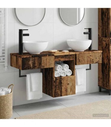 vidaXL Bathroom Cabinet Set 3 pcs Old Wood 40 x 41 x 56 cm