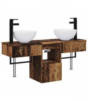 vidaXL Bathroom Cabinet Set 3 pcs Old Wood 40 x 41 x 56 cm