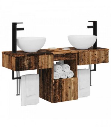 vidaXL Bathroom Cabinet Set 3 pcs Old Wood 40 x 41 x 56 cm