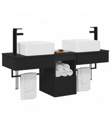 vidaXL Bathroom Cabinet Set 3 pcs Black 130 x 41 x 80 cm