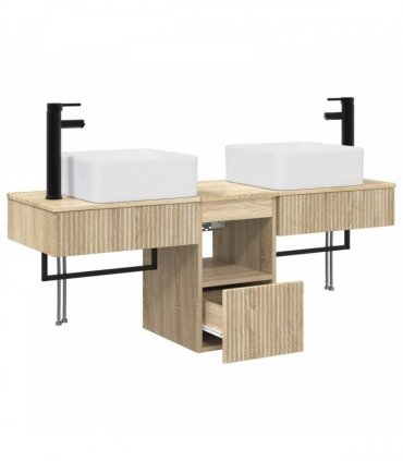 vidaXL Bathroom Cabinet Set 3 pcs Sonoma Oak 130 x 41 x 80 cm