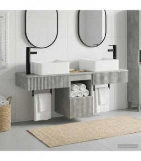 vidaXL Bathroom Cabinet Set 3 pcs Concrete Grey 130 x 41 x 80 cm